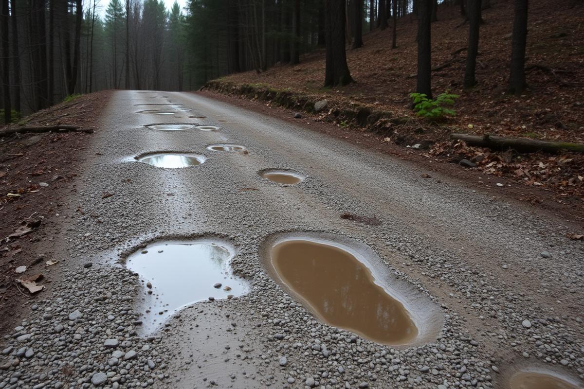 Before — Gravel driveway repair & drainage in Weaverville
