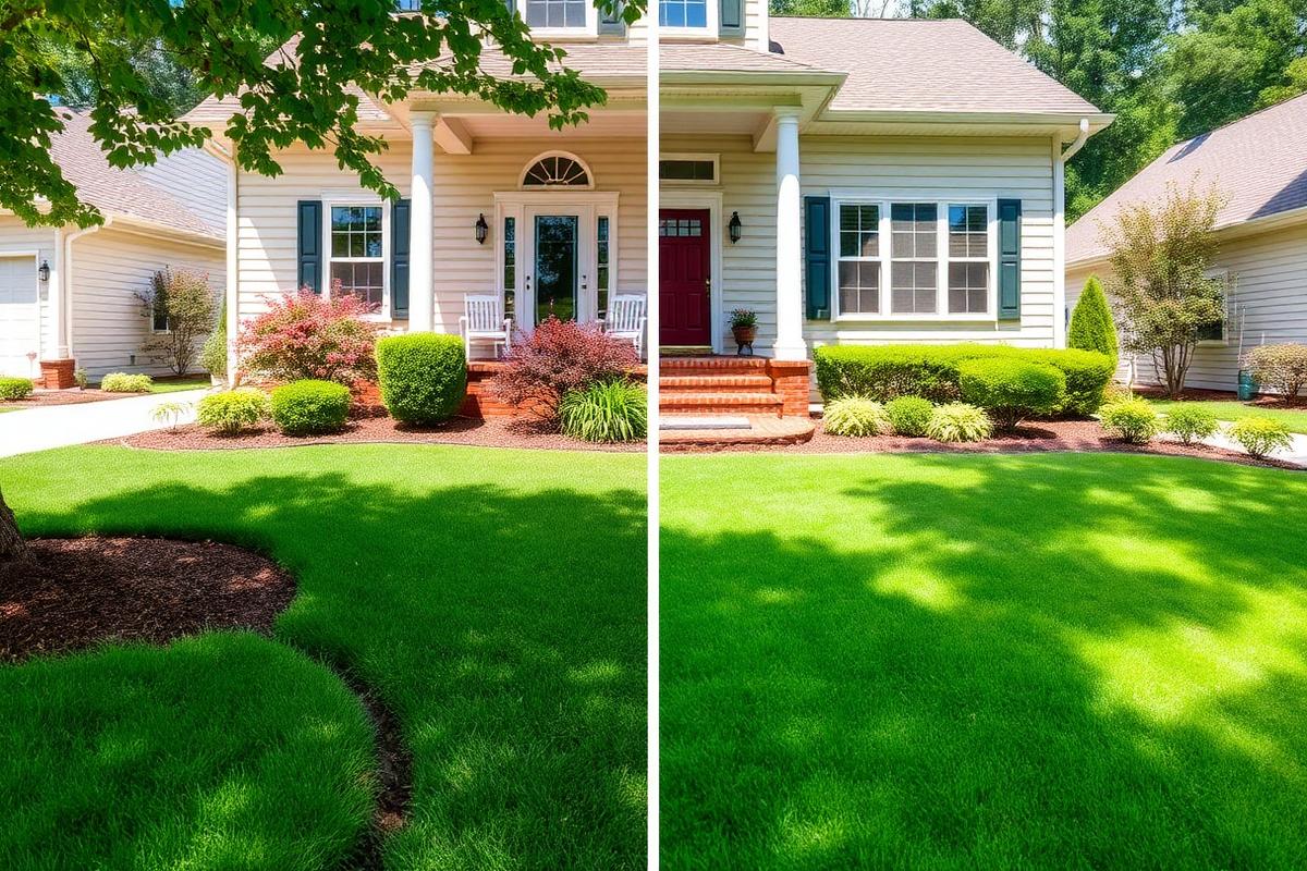 After — Lawn restoration & bed refresh in North Asheville