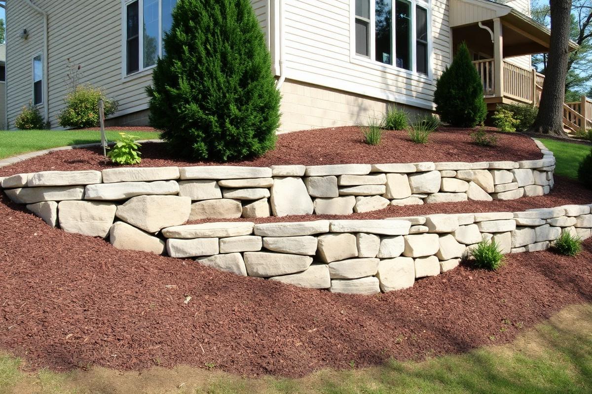 After — Stone retaining wall & slope repair in Black Mountain