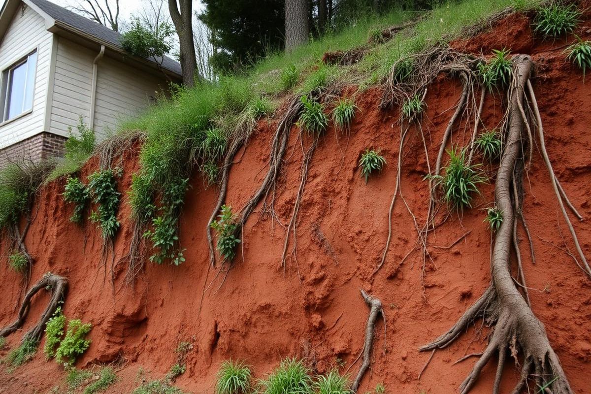 Before — Stone retaining wall & slope repair in Black Mountain